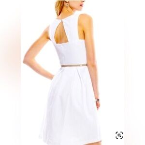Nwt 16 Sharagano White Fit and Flare Open Back Dress